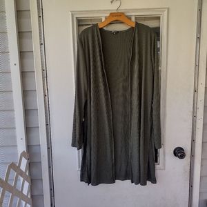 Splash Plus Women's Avocado Rib Knit Long Open Front Cardigan, Size 2X